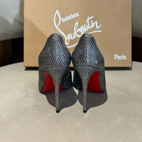 New Christian Louboutin Pigalle Follie Glittering Silver Heels